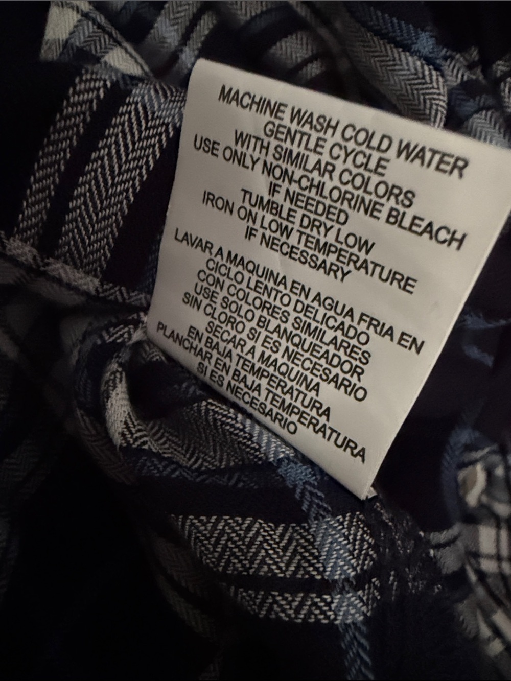 Lily White Navy, White & Light Blue Plaid Button-Front High Low Shirt - Picture 9 of 9